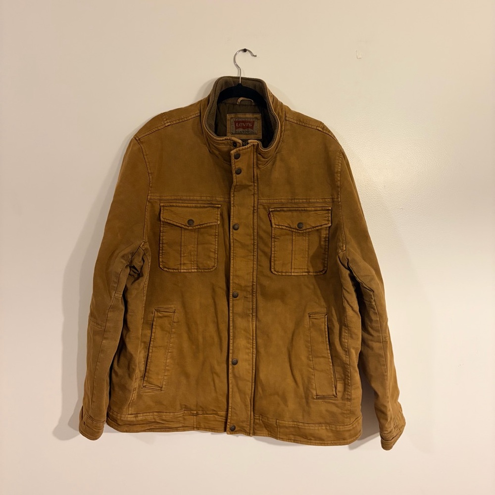 Levi's Jacket Mens Brown Canvas
Quilted Lined Zip-Snap Storm Flap